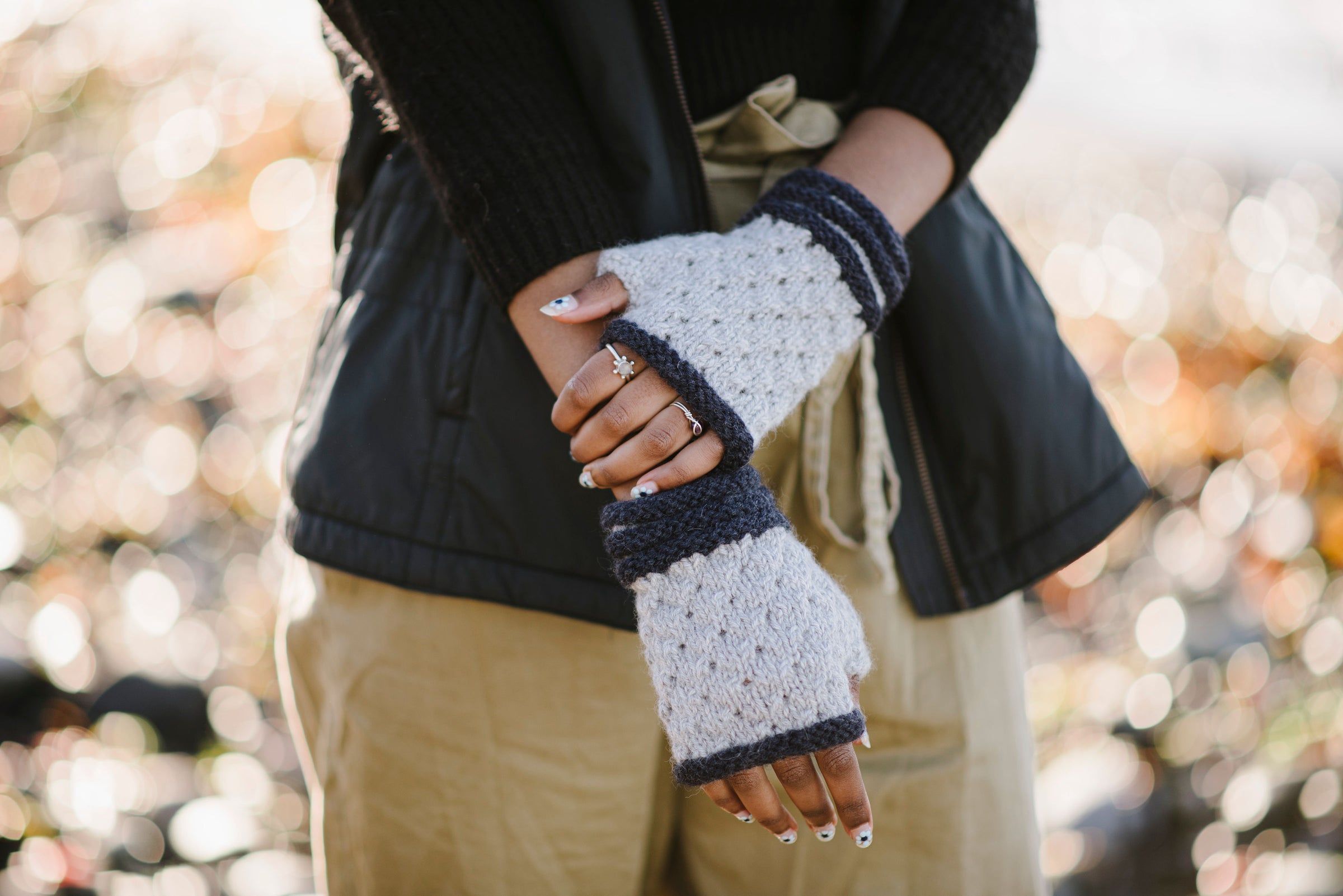 Superfine Baby Alpaca Knit Fingerless Gloves