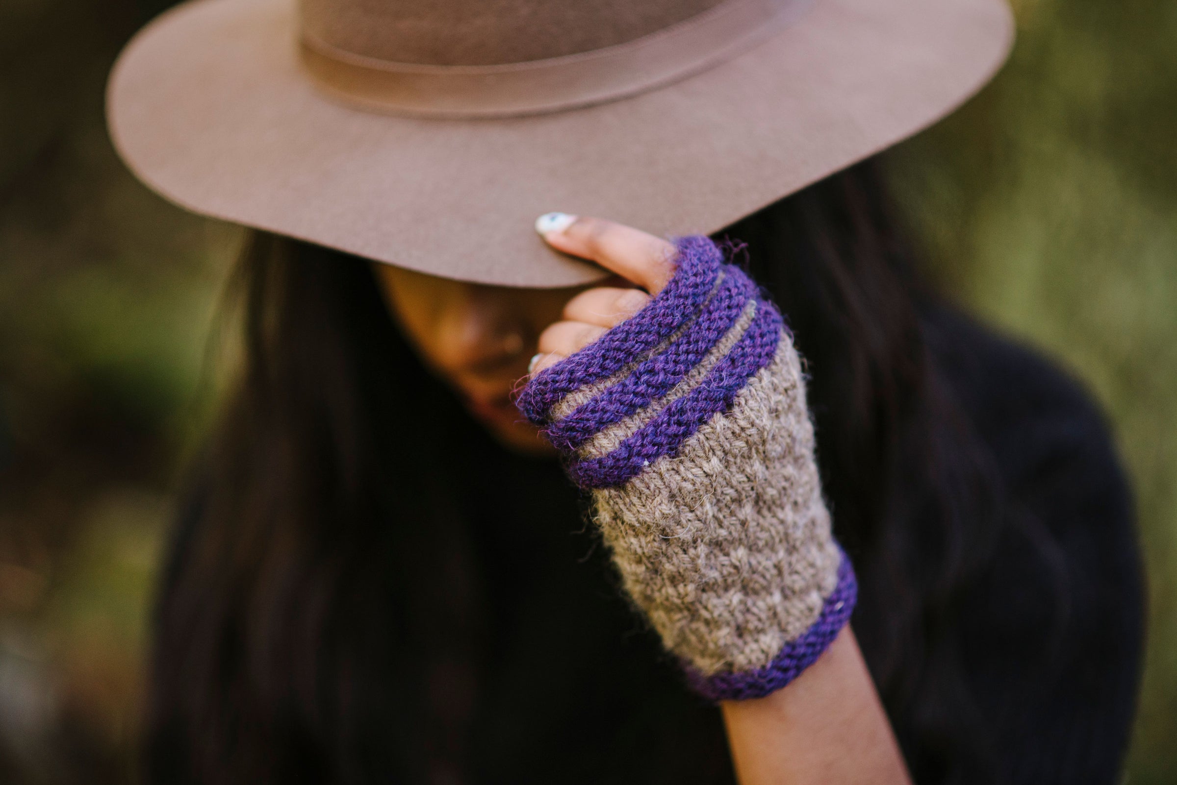 Superfine Baby Alpaca Knit Fingerless Gloves